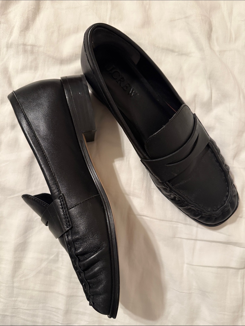 Jcrew ruched leather loafer